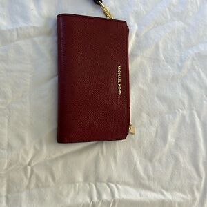 Michael Kors Dark Red Wallet with Gold Details